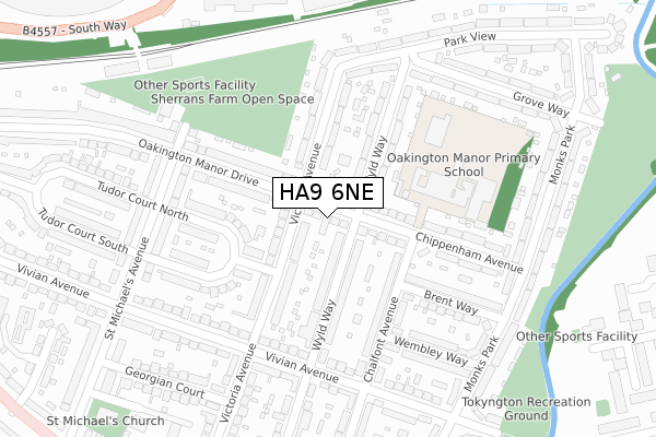 HA9 6NE map - large scale - OS Open Zoomstack (Ordnance Survey)