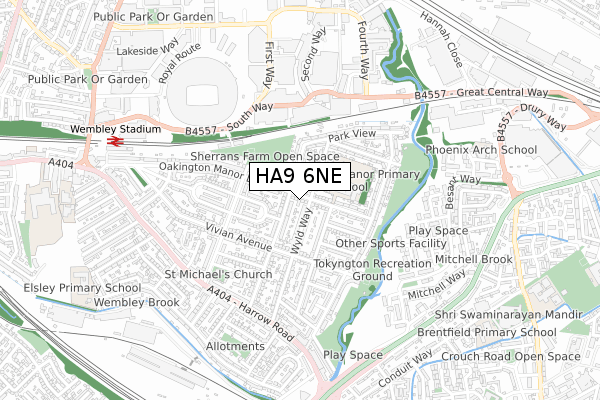 HA9 6NE map - small scale - OS Open Zoomstack (Ordnance Survey)