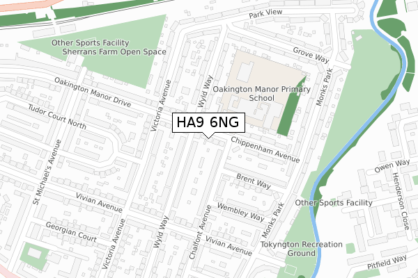 HA9 6NG map - large scale - OS Open Zoomstack (Ordnance Survey)