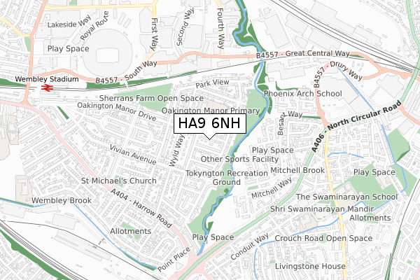 HA9 6NH map - small scale - OS Open Zoomstack (Ordnance Survey)