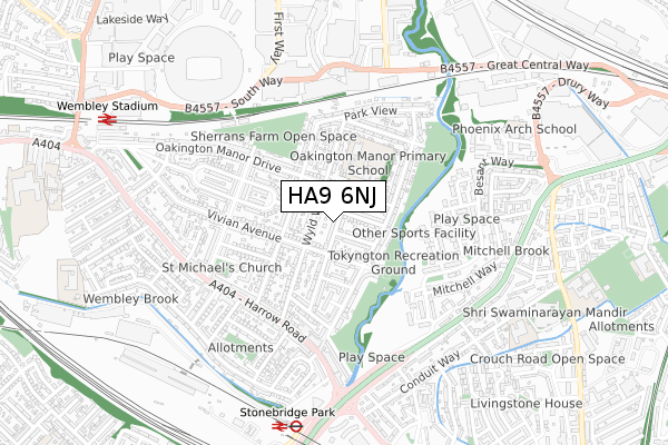 HA9 6NJ map - small scale - OS Open Zoomstack (Ordnance Survey)