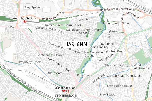 HA9 6NN map - small scale - OS Open Zoomstack (Ordnance Survey)