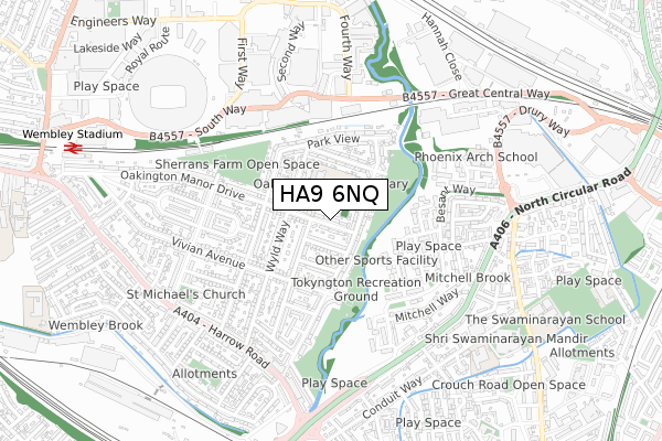 HA9 6NQ map - small scale - OS Open Zoomstack (Ordnance Survey)