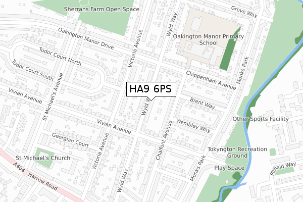 HA9 6PS map - large scale - OS Open Zoomstack (Ordnance Survey)
