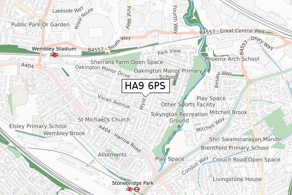 HA9 6PS map - small scale - OS Open Zoomstack (Ordnance Survey)