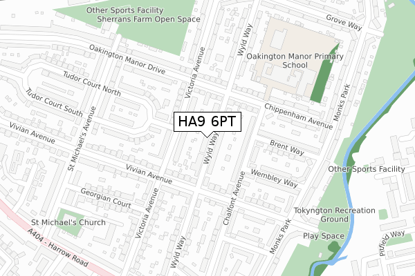 HA9 6PT map - large scale - OS Open Zoomstack (Ordnance Survey)