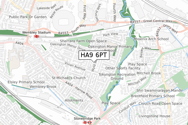 HA9 6PT map - small scale - OS Open Zoomstack (Ordnance Survey)