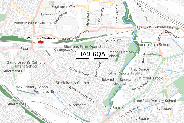 HA9 6QA map - small scale - OS Open Zoomstack (Ordnance Survey)