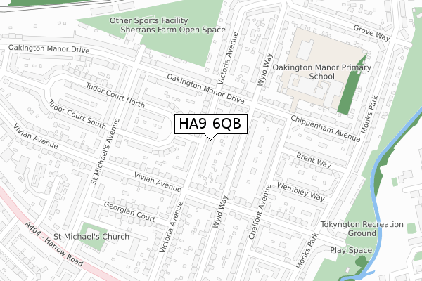 HA9 6QB map - large scale - OS Open Zoomstack (Ordnance Survey)