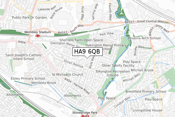 HA9 6QB map - small scale - OS Open Zoomstack (Ordnance Survey)