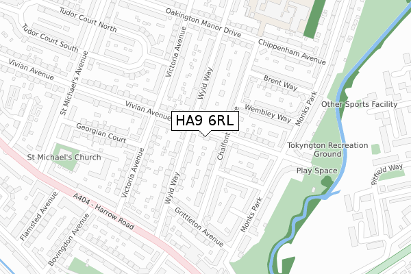 HA9 6RL map - large scale - OS Open Zoomstack (Ordnance Survey)