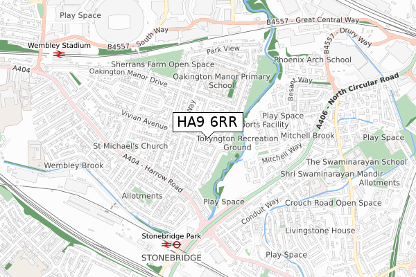 HA9 6RR map - small scale - OS Open Zoomstack (Ordnance Survey)