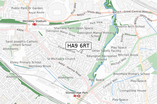 HA9 6RT map - small scale - OS Open Zoomstack (Ordnance Survey)