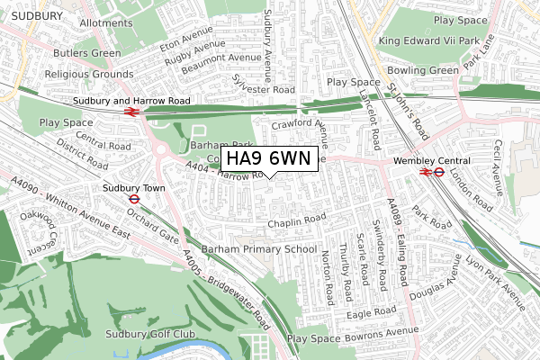 HA9 6WN map - small scale - OS Open Zoomstack (Ordnance Survey)
