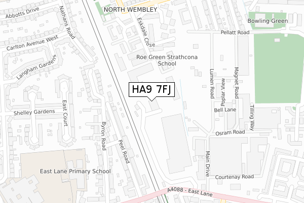 HA9 7FJ map - large scale - OS Open Zoomstack (Ordnance Survey) HA9 7FJ map - large scale - OS Open Zoomstack (Ordnance Survey)