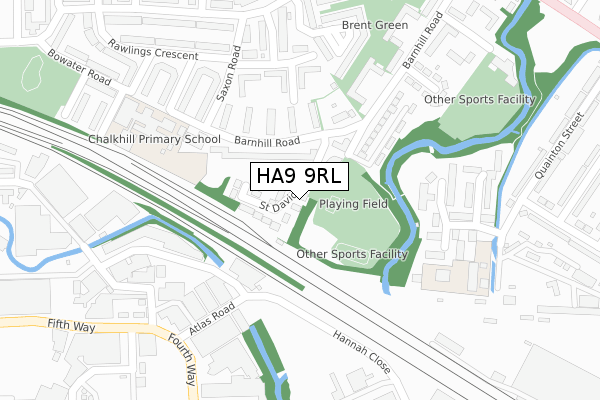 HA9 9RL map - large scale - OS Open Zoomstack (Ordnance Survey)