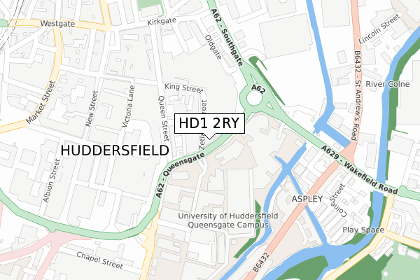 HD1 2RY map - large scale - OS Open Zoomstack (Ordnance Survey)