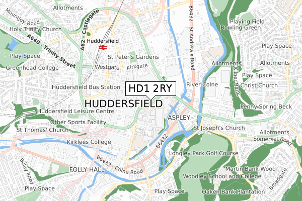 HD1 2RY map - small scale - OS Open Zoomstack (Ordnance Survey)