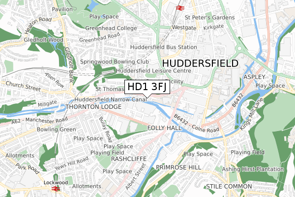HD1 3FJ map - small scale - OS Open Zoomstack (Ordnance Survey)