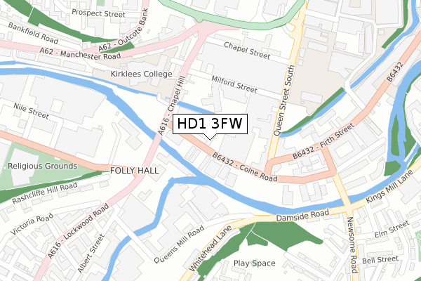 HD1 3FW map - large scale - OS Open Zoomstack (Ordnance Survey)