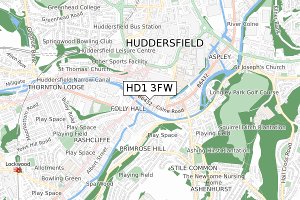 HD1 3FW map - small scale - OS Open Zoomstack (Ordnance Survey)