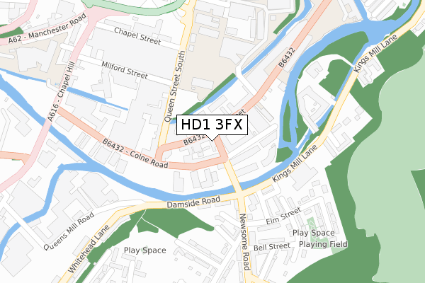 HD1 3FX map - large scale - OS Open Zoomstack (Ordnance Survey)