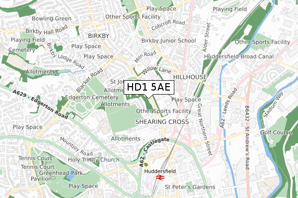 HD1 5AE map - small scale - OS Open Zoomstack (Ordnance Survey) HD1 5AE map - small scale - OS Open Zoomstack (Ordnance Survey)