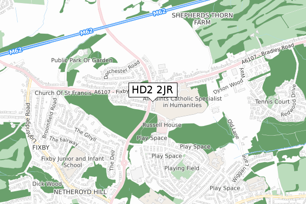 HD2 2JR map - small scale - OS Open Zoomstack (Ordnance Survey)