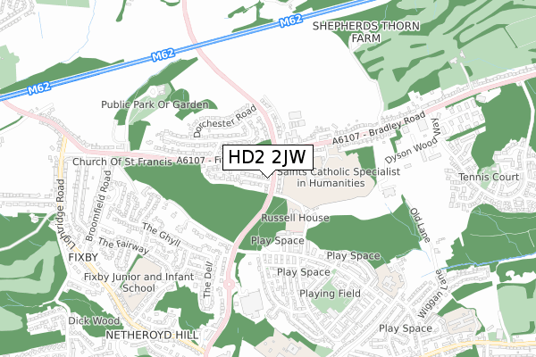 HD2 2JW map - small scale - OS Open Zoomstack (Ordnance Survey)