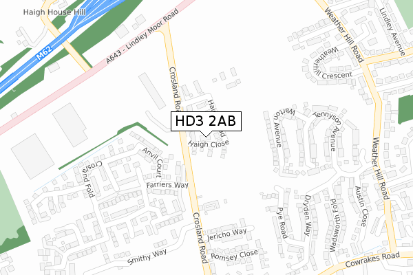 HD3 2AB map - large scale - OS Open Zoomstack (Ordnance Survey)