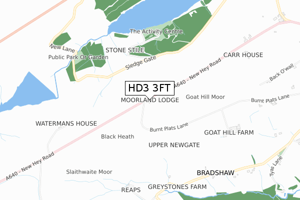 HD3 3FT map - small scale - OS Open Zoomstack (Ordnance Survey)