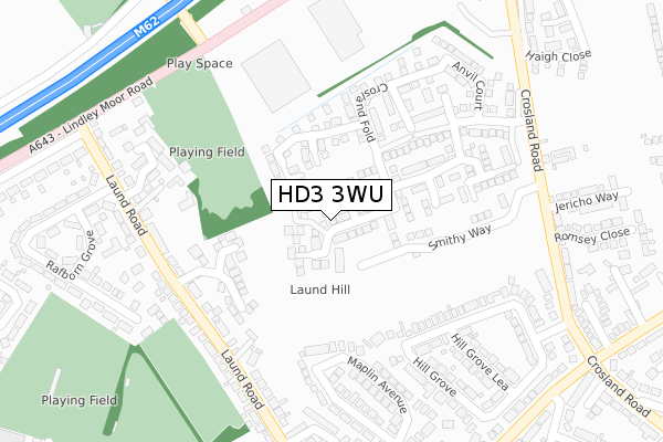 HD3 3WU map - large scale - OS Open Zoomstack (Ordnance Survey)