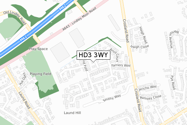 HD3 3WY map - large scale - OS Open Zoomstack (Ordnance Survey)