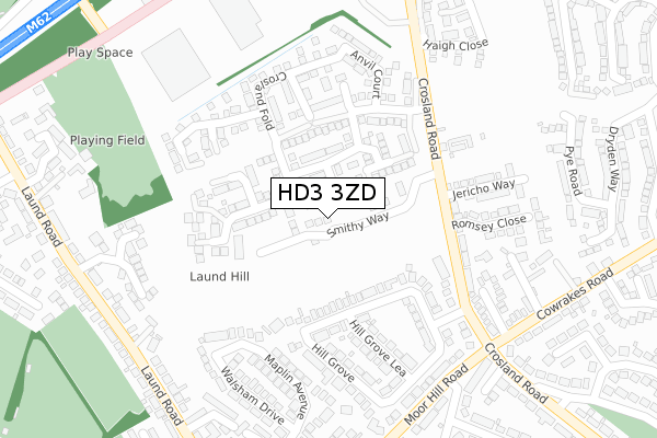 HD3 3ZD map - large scale - OS Open Zoomstack (Ordnance Survey)