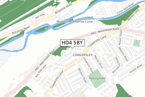HD4 5BY map - large scale - OS Open Zoomstack (Ordnance Survey)