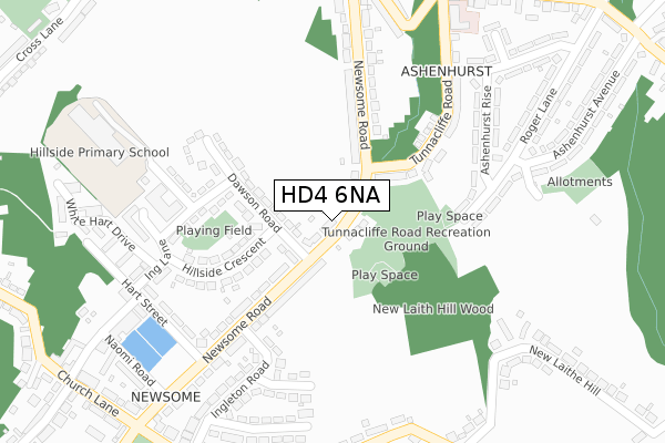 HD4 6NA map - large scale - OS Open Zoomstack (Ordnance Survey)