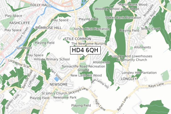 HD4 6QH map - small scale - OS Open Zoomstack (Ordnance Survey)
