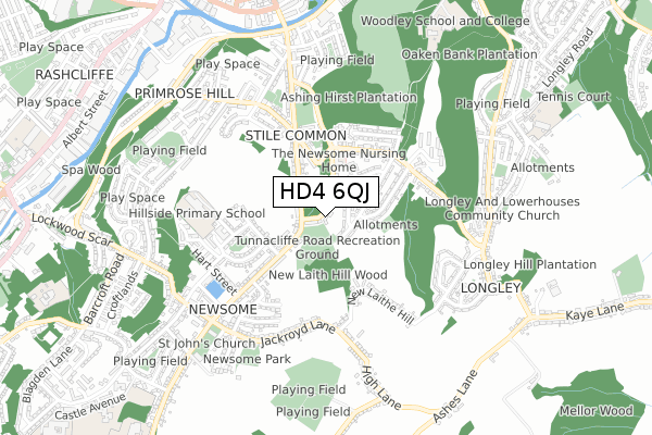 HD4 6QJ map - small scale - OS Open Zoomstack (Ordnance Survey) HD4 6QJ map - small scale - OS Open Zoomstack (Ordnance Survey)