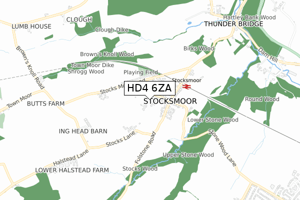 HD4 6ZA map - small scale - OS Open Zoomstack (Ordnance Survey) HD4 6ZA map - small scale - OS Open Zoomstack (Ordnance Survey)