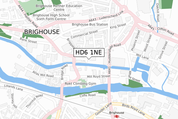 HD6 1NE map - large scale - OS Open Zoomstack (Ordnance Survey)