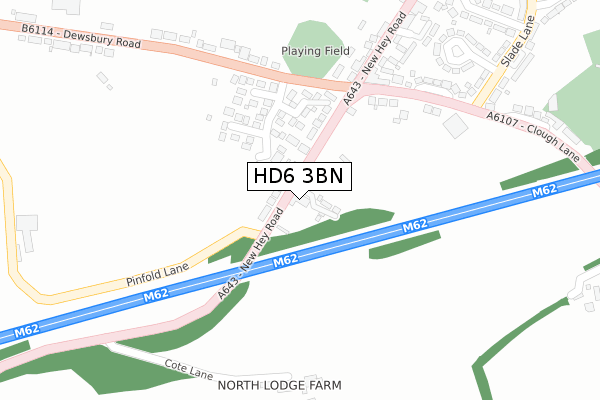 HD6 3BN map - large scale - OS Open Zoomstack (Ordnance Survey)