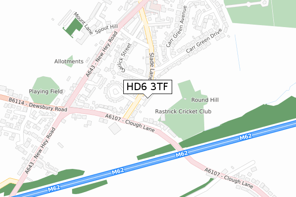 HD6 3TF map - large scale - OS Open Zoomstack (Ordnance Survey)
