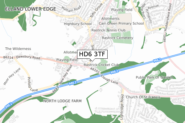 HD6 3TF map - small scale - OS Open Zoomstack (Ordnance Survey)