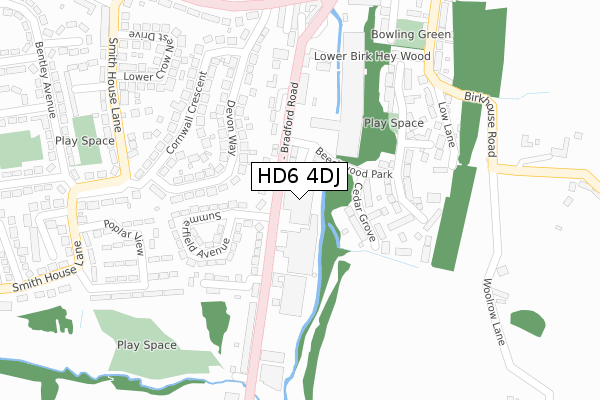 HD6 4DJ map - large scale - OS Open Zoomstack (Ordnance Survey)