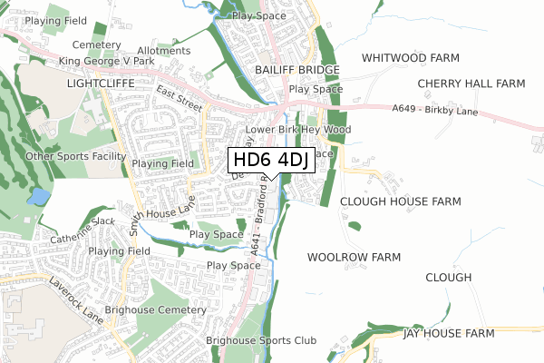 HD6 4DJ map - small scale - OS Open Zoomstack (Ordnance Survey)