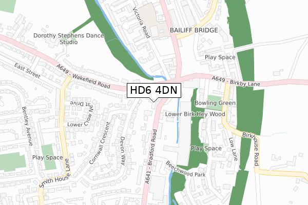 HD6 4DN map - large scale - OS Open Zoomstack (Ordnance Survey)