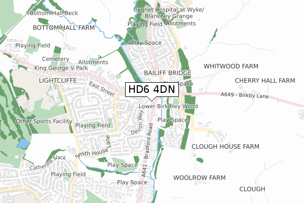 HD6 4DN map - small scale - OS Open Zoomstack (Ordnance Survey)