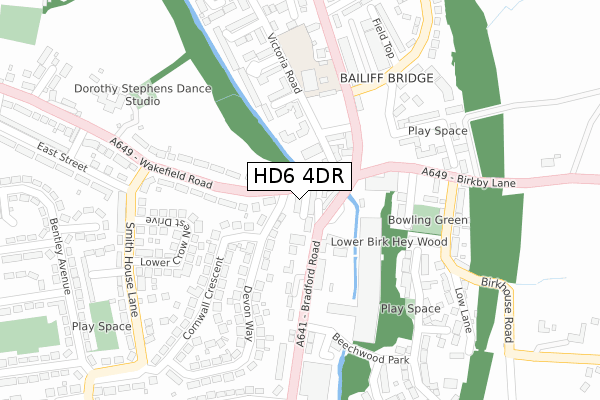 HD6 4DR map - large scale - OS Open Zoomstack (Ordnance Survey)