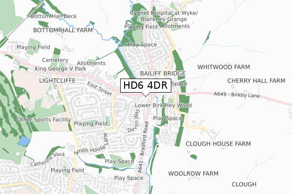 HD6 4DR map - small scale - OS Open Zoomstack (Ordnance Survey)