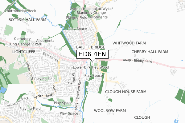 HD6 4EN map - small scale - OS Open Zoomstack (Ordnance Survey)